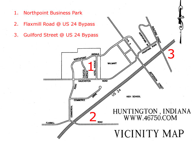 Huntington Indiana vicinity map near Northpoint Business Park